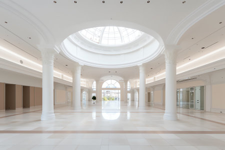 Generative AI empty hallway and abstract ceiling in shopping mallの素材