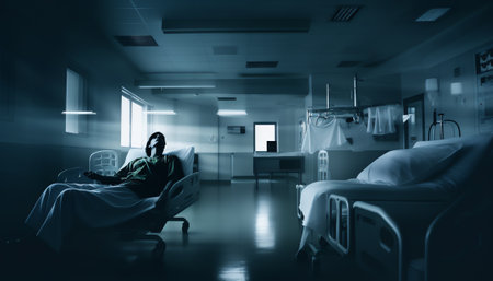Generative AI Blurry patient waiting in hospitalの素材