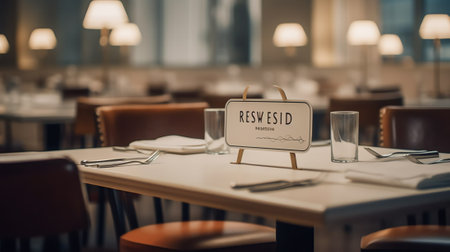 Generative AI Chairs on tables in empty restaurantの素材