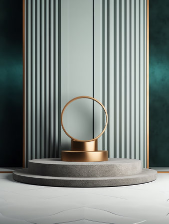 Generative AI Background rendering with podium and wall scene abstract background. 3D illustration,の素材