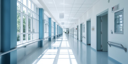 Generative AI Blur office building, healthcare clinic, hospital or school background interior view lの素材