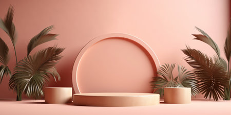 Generative AI Abstract pink color gradient studio background for product presentation. Empty room wiの素材