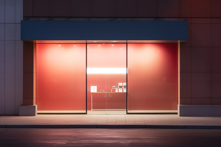 Generative AI Ramsey, NJ - June 27, 2022: Vacant storefront in a shopping plaza. The shuttered storeの素材