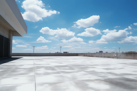 Generative AI Empty square and floor with skyの素材