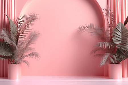 Generative AI Abstract pink color gradient studio background for product presentation. Empty room wiの素材