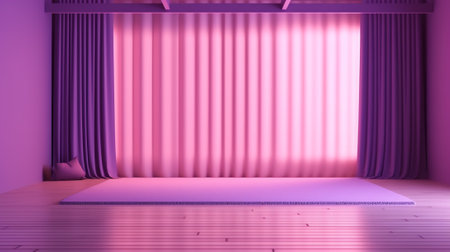 Generative AI Abstract purple studio background for product presentation. Empty room with shadows ofの素材