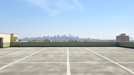 Generative AI San Francisco Skyline Golden Gate bridge. Beautiful landmark. Day time. Empty rooftopの素材