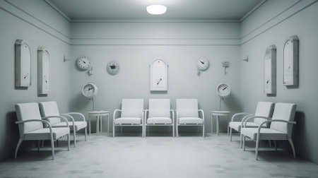 Generative AI background in the form of an interior office or waiting room, retsepshin.の素材