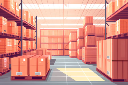 Generative AI Warehouse for storage of various goods and equipmentの素材