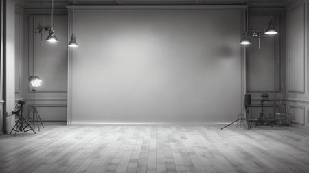 Generative AI Empty photo studio with lighting equipmentの素材