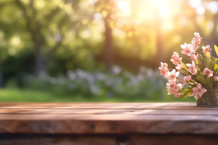 Generative AI Table background and spring timeの素材