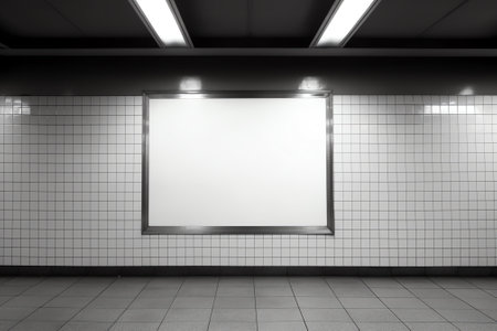Generative AI Blank billboard in subway stationの素材