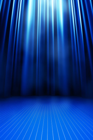 Generative AI blue spotlight background with lampsの素材