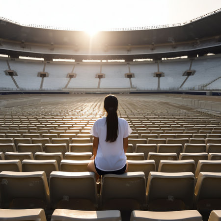 Generative AI Empty sports stadium during the virus pandemic.の素材