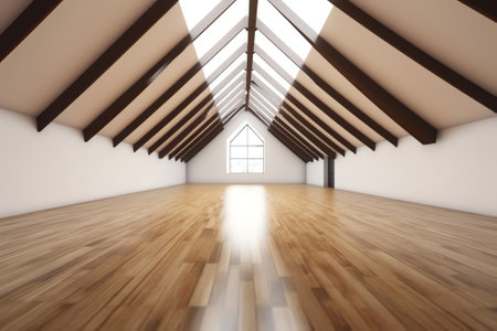 Generative AI Empty attic interior room 3 d illustrationの素材