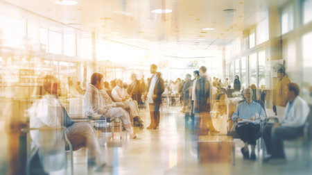Generative AI Blurry photo cashier counter in hospital.の素材