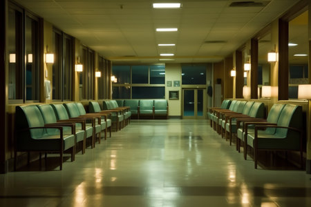 Generative AI Hospital waiting room with empty chairs.の素材