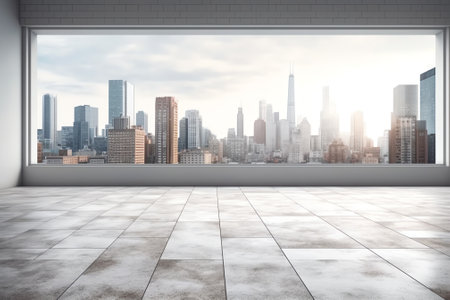 Generative AI Washington Skyline. Beautiful Real Estate. Day time. Empty rooftop View. Success conceの素材