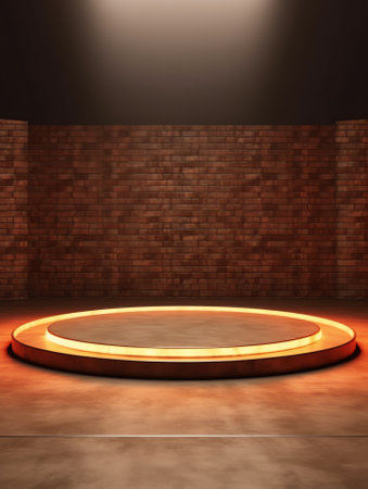 Generative AI Garage with circle podium and light effectの素材