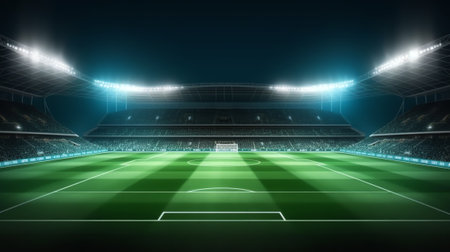 Generative AI Professional soccer field stadium backgroundの素材