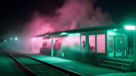 Generative AI Night view of Gora train station, Japan, emptyの素材