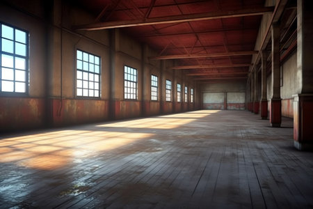 Generative AI Old empty warehouseの素材