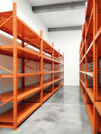 Generative AI Close-up of empty shelves in perspective. 3D renderingの素材