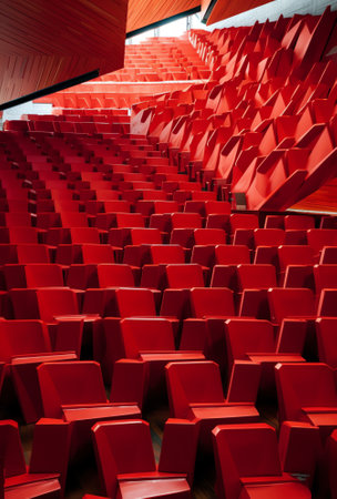 Generative AI Bright red stadium seatsの素材