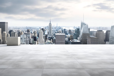 Generative AI Skyscrapers Cityscape Downtown, New York Skyline Buildings. Beautiful Real Estate. Dayの素材