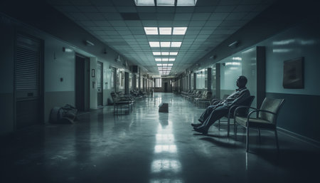 Generative AI Blurry patient waiting in hospitalの素材