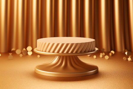 Generative AI Golden tray with cloche. Template isolated on transparent background. Vector mockupの素材