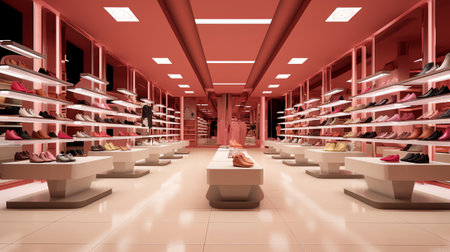 Generative AI clean and bright luxury european shoes storeの素材