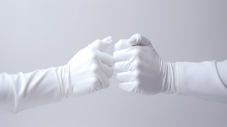 Uniform factory wear hand finger arm glove white copy space empty blank work job occupation career equipment tool helmet industrial professional engineer clothing goggles labor safの素材