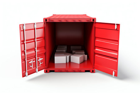 Container, open door, white backgroundの素材