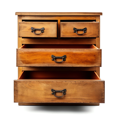 a woman's hand opens a drawer of an old chest of drawers. High quality photoの素材