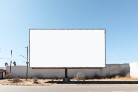 Blank white advertising billboard on the construction siteの素材