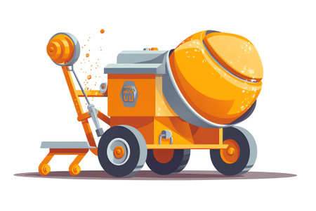 Metal structures for concrete structures. Construction site, tools, wheel barrow, sand and bricks at new house building, cement mixer machine and accessoriesの素材