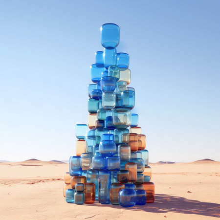 blue plastic barrel where the empty oil is stacked.の素材