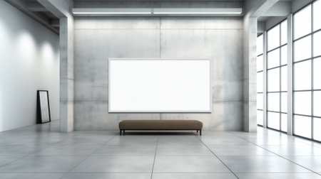 Roller door or roller shutter using for factory, warehouse or hangar. Industrial building interior consist of polished concrete floor and closed door for product display or industrの素材