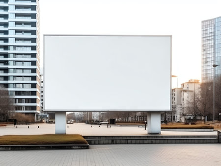 Blank white billboard mockup in the front of house under construction in the suburbsの素材