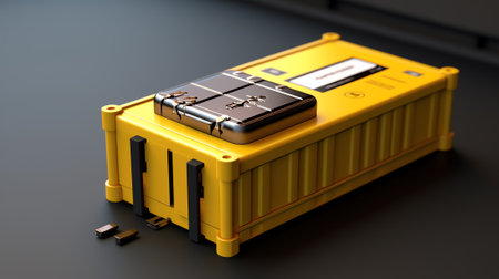 yellow container full of industrial palletの素材