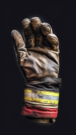 an old glove abandoned on the ground at a construction siteの素材