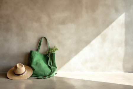 Green work wheelbarrow at construction site with concrete wallsの素材