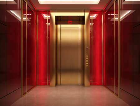 Hollow modern building elevator with marble floorの素材