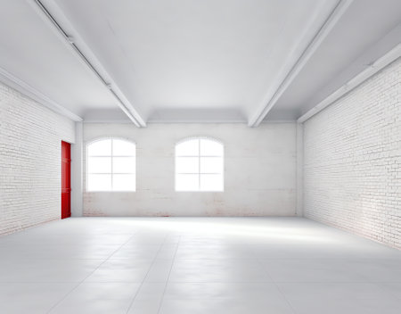 Premises before leveling, finishing, painting plastering. Empty room. Ð¡onstruction stage of residential monolithic house. Layout of building materials bricks, foam blocks for instaの素材