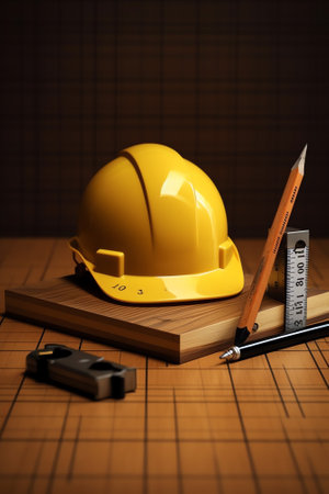 civil engineer helmet and laptopの素材