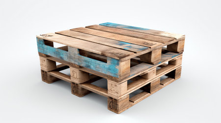 One small wooden pallet isolated on whiteの素材