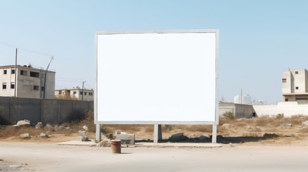Blank white banner for advertisement on the fence of construction siteの素材