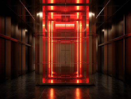 Hollow modern building floor with elevatorの素材