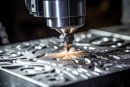 CNC drilling and milling in a workshopの素材